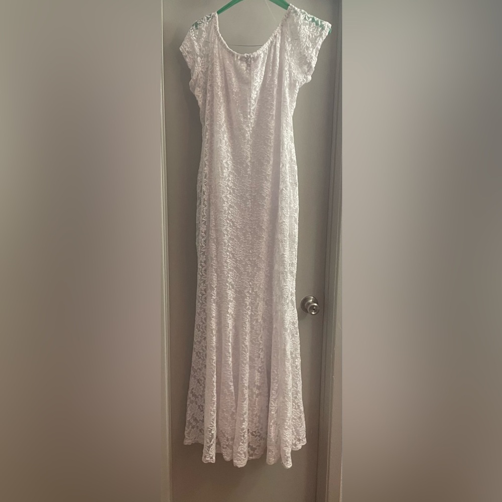 Ashley Stewart White Lace Maxi Dress